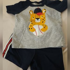 Carter's Baseball Leopard 2 Piece Shorts Set Size 3 Months
